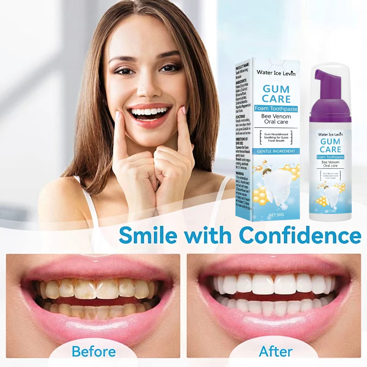 Water Ice Levin Gum Care Foam  - Teeth Whitening Xylitol Gum ulasan dan harga